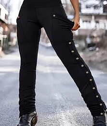 economico -Per donna Pantaloni Eleganti Pantaloncini anti sfregamento Streetwear Casual Lunghezza intera Naturale Semplice Tasca Elastico in vita Comodo Confortevole All'aperto Abbigliamento quotidiano Nero