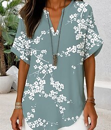 preiswerte -Damen Boho-Hemd Blumen Grafik Elegant Täglich Stilvoll Kurzarm V Ausschnitt Normale Oberteile Täglich Ferien Salbeigrün Purpur Grün Sommer Frühling