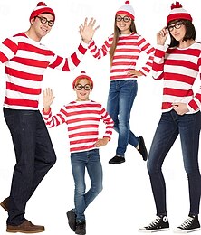 お買い得  -ウォーリーはどこですか コスプレ グループコスチューム ストーリーブックの登場人物 カジュアル 映画コスプレ for 男性用 女性用 男の子 子供用 成人 ハロウィーン カーニバル 世界本の日 性能 教育的なドレスアップ 学校行事