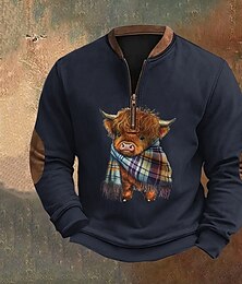 economico -Per uomo Maglia Felpa con zip corta Verde militare Blu marino Cachi Mezza zip Grafico Blocco di colori Mucca Sport & Outdoor Quotidiano Ferie Poliestere Streetwear Casual Primavera & Autunno