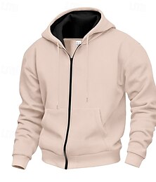 abordables -Hombre Sudadera con cremallera Sudadera Sudadera con capucha y cremallera completa Negro Azul Marino Caqui Gris Claro Con Capucha Plano Cerrar Bolsillo Deporte Casual Diario Ropa de calle Fresco Ropa
