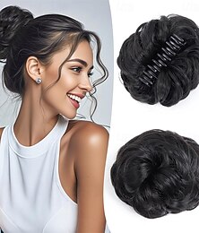 abordables -Extensions de cheveux synthétiques pour chignons, postiches ondulés, à pince, pour usage quotidien
