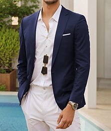 economico -Per uomo Giacca blazer Giacca Sportiva Casual Tinta unita Blazer Uva Blu marino Blu reale Vestibilità standard Monopetto Un Bottone