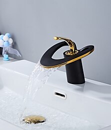 economico -Rubinetto per lavabo - Cascata Finiture Verniciate Set centrale Monocomando un foroBath Taps