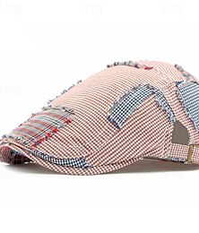 billiga -Herr Platt mössa Ascot hatt Newsboy hatt Rubinrött Grön Bomull Lappverk Mode Ledigt Gata Dagligen Rutig Justerbara Solskyddskräm Andningsfunktion
