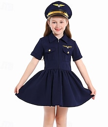 abordables -Piloto Aviador Día STEM Juego de rol de carrera Vestidos Disfraz Uniforme Cosplay Chica Niños Rendimiento Disfraces educativos Disfraces para eventos escolares Víspera de Todos los Santos Carnaval