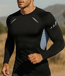 economico -Per uomo Top da corsa Maglia da corsa Manica Lunga Maglietta Traspirante Asciugatura Rapida Leggero Elastico Tennis Golf Corsa abbigliamento sportivo Abbigliamento sportivo Blocco di colori Nero