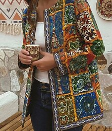 preiswerte -Damen Blazer Arbeit Druck Blumen Atmungsaktiv Elegant Normale Passform Oberbekleidung Langarm Herbst Gelb S