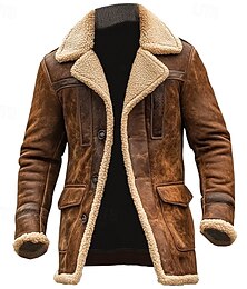 economico -Per uomo Giacca Invernale Giacca in Pile Giacca Casual Vacanza Quotidiano Calore Termico Tasca Pile Inverno Semplice Moda Streetwear Bavero Regolare Marrone Giacca