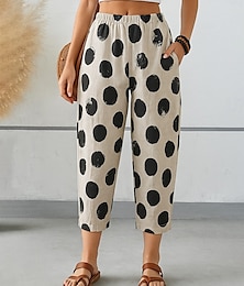 economico -Per donna Pantaloni harem Vintage Lunghezza alla caviglia Misura del girovita medio Grafico Astratto Comodo Traspirante Asciugatura Rapida Elasticizzato Formale Vacanza Streetwear Nero Bianco Marrone
