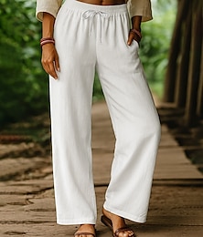 economico -Per donna Pantaloni harem Vacanza Vintage Stile Etnico Lunghezza intera Vita Alta Semplice Comodo Traspirabilità Morbido Micro-elastico Formale Vacanza Streetwear Nero Bianco Cachi Beige Estate