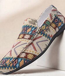 preiswerte -Herren Freizeitschuhe Spaziergang Lässig Segeltuch Bequem Rutschfest Atmungsaktiv Loafer Schwarz Beige Sommer Frühling Herbst