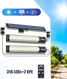 abordables -Farolas solares para exteriores de 316 LED, cable de 3 metros, luces LED divididas para patio, jardín, con control remoto, foco solar para camping, carga USB, 1 unidad