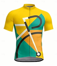 baratos -Homens Mulheres Camisa para Ciclismo Gráfico Geométrica Manga Curta Moto Camisa / Roupas Para Esporte Blusas com 3 bolsos traseiros Resistente a UV Secagem Rápida Zíper Frontal Tiras Refletoras