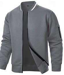 economico -Per uomo Giacca Leggera Giacca Casual Vacanza Quotidiano Tasca Jacquard Estate Autunno Semplice Moda Classico Collo alla coreana Regolare Nero Vino Blu marino Cachi Grigio scuro Giacca