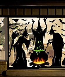 abordables -4 hojas de pegatinas para ventana de Halloween, decoraciones de doble cara, pegatinas de silueta de bruja, murciélago, fantasma, araña para decoración de ventanas y paredes de fiesta de Halloween