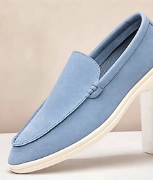 baratos -mocassins casuais masculinos azuis claros – sapatos baixos respiráveis de camurça sintética com sola acolchoada para looks de primavera, deslocamentos diários e caminhadas descontraídas pela cidade
