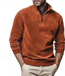 economico -Per uomo Maglia Felpa con zip corta Nero Blu marino Arancione Verde Caffè Mezza zip Semplice Sport & Outdoor Quotidiano Ferie Poliestere Streetwear Essenziale Casual Primavera Autunno Abbigliamento