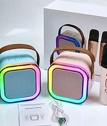 Недорогие -k12 беспроводной микрофон караоке машина bluetooth динамик ktv hifi стерео звук светодиодные фонари для вечеринки на открытом воздухе дома