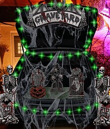 abordables -Kit de décorations de coffre ou de voiture pour Halloween avec toile d'araignée et guirlandes lumineuses, grand coffre de sorcière pour SUV, arche extérieure et décoration de garage pour Halloween