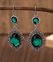 abordables -Pendientes colgantes vintage góticos para mujer con piedras preciosas rojas, diseño de filigrana de plata antigua para fiestas de Halloween y cosplay.