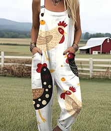 abordables -Femmes Combishort Actif Graphique Sans manches Cordon de serrage Vacances Rue Coupe Ample Blanche Jaune Violet Été