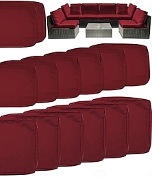 economico -Set di 14 fodere per cuscini impermeabili da esterno per patio, adatte a divani componibili in vimini e rattan da 6 posti, include 8 schienali e fodere per cuscini da patio resistenti allo sbiadimento