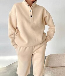 お買い得  -女性用 トラックスーツ スウェットスーツ アスレイジャー 秋 長袖 保温 防風 ソフト ジム いい結果になる スポーツ スポーツウェア アクティブウェア ソリッド 白と黒 ブラック ホワイト