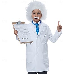 Недорогие -Ученый Физик День всех святых Косплэй парики Костюм День STEM Косплей Детские Мальчики Хэллоуин Выступление Образовательная одежда Одевание на школьные мероприятия Легкие костюмы на Хэллоуин Одеваемся