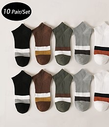 economico -Per uomo 10 coppie Pacchi Multipli Calzini Calzini a Mezza Gamba Calzini da Corsa Calzini Casual Nero Bianco Colore Blocco di colori Vacanza Sport & Outdoor Quotidiano Base Medio Primavera Autunno