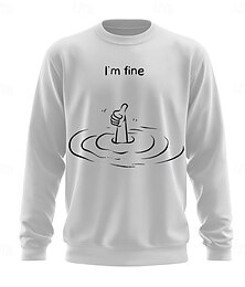 economico -Per uomo Grafico Gergo divertente Felpa Maglia Felpa con cappuccio Girocollo Moda Stampa 3D Nero Bianco Girocollo 3D Tutte le stagioni progettista