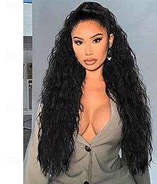 baratos -Extensão de rabo de cavalo com garra 30 extensões de cabelo encaracolado rabo de cavalo clip in extensões de cabelo sintético fofo de aparência natural para mulheres pretas