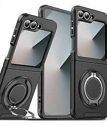 お買い得  -電話 ケース 用途 サムスンのギャラクシー Zフリップ7 Zフリップ6 バックカバー 磁気吸着ケース スタンド付き 耐衝撃 レトロ風 スカイ TPU PC メタル