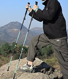 economico -Bastoncini da trekking pieghevoli - in fibra di carbonio, bastoncini da trekking, antiurto e sistema di bloccaggio rapido, telescopici, pieghevoli, ultraleggeri