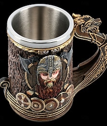 olcso -középkori sárkányfejes viking kalóz bögre, oktoberfest ajándék bögre 3D gyantás söröspohár rozsdamentes acél béléssel, gótikus bárfelszerelés otthoni, kocsmai vagy fogadós dekorációhoz