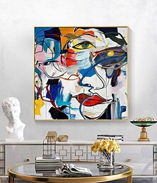 abordables -Peinture pop art faite à la main par Pablo Picasso, peinture à l'huile abstraite, couleurs vives, coups de pinceau expressifs, contraste bleu-orange, art linéaire dynamique, décoration de salon