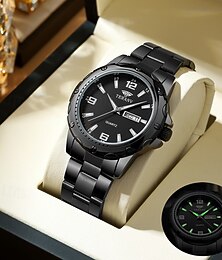 abordables -Montre à quartz élégante pour homme avec bracelet en acier inoxydable, indice de résistance à l'eau IPX7, affichage lumineux de la date et du jour, montre-bracelet pour homme tendance, décontractée,