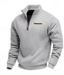 abordables -Hombre Sudadera Sudadera con un cuarto de cremallera Albaricoque Negro Blanco Vino Rojo Media cremallera Plano Deporte Diario Festivos Poliéster Ropa de calle Básico Casual Primavera Otoño Ropa