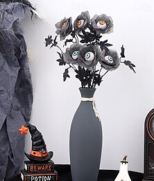 levne -1 svazek halloweenské kytice umělých květin se strašidelným okem a javorovými listy, strašidelné umělé květinové aranžmá pro domácí a párty dekoraci