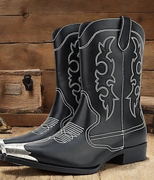 economico -Per uomo Stivali Stivali da Cowboy Camminata Vintage Casual Microfibra Caldo Confortevole Antiscivolo Mocassino Nero