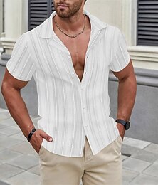 economico -Per uomo Camicia Camicia Estiva Camicia casual Camicia da Spiaggia Camicia con Bottoni Nero Bianco Marrone Albicocca Manica Corta A righe Bavero Vacanza Camicia hawaiana Abbigliamento Moda Casual