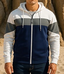 preiswerte -Herren Laufjacke Outdoorjacke Tasche Kordelzug Langarm Oberteil Athleisure Herbst Winddicht Wandern Laufen Sportbekleidung Sportkleidung Patchwork Weiß Rote Blau
