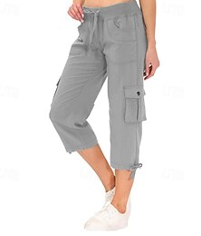economico -Per donna Pantaloni Cargo Pantaloni Eleganti Streetwear Casual Lunghezza al polpaccio Naturale Semplice Tasca Design con Coulisse Elastica Comodo All'aperto Confortevole All'aperto Abbigliamento
