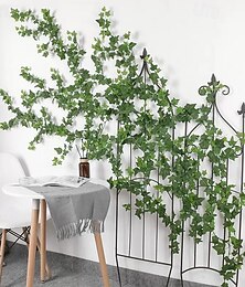 abordables -Guirlande de lierre artificiel, fausses feuilles de vigne, 2 m (78,7 po), plante suspendue en plastique pour décoration murale de restaurant, fausses feuilles de vigne pour décoration de tuyaux et de