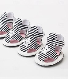 abordables -Chaussures pour chien en maille, bottes pour animaux de compagnie, chaussures respirantes pour petit chien, sandales imperméables pour animaux de compagnie avec semelle antidérapante et fermeture à