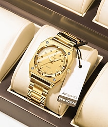 abordables -Reloj cuadrado elegante de lujo para mujer, resistente al agua, luminoso, de acero inoxidable, de cuarzo.