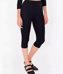 billige -Dame Capri-bukser Leggings Gatemote Fritid Kalv lengde Naturlig عادي Elastisk midje comfy Utendørs Bekvem utendørs Feriereise treningsklær Magentafarget Mørkegrå Sjø blå Vin Sommer Normal