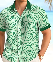economico -Per uomo Foglia tropicale Camicia hawaiana estiva Camicia con Bottoni Camicia Aloha Manica Corta Hawaiano Vacanza Abbigliamento mare Estate Primavera Collo ripiegato Stampa 3D camicie con colletto