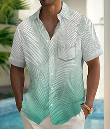 economico -Per uomo Sfumatura Tropicale Foglia di palma Camicia hawaiana estiva Camicia con Bottoni Camicia Aloha Manica Corta Hawaiano Ferie Abbigliamento mare Estate Primavera Collo ripiegato Stampa 3D