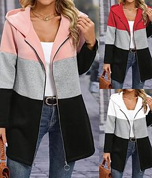 abordables -Mujer Chaqueta con capucha Cómodo Transpirable Cremallera Bloque de Color Casual Plano Vacaciones Calle Casual Ropa Cotidiana Cremallera Regular Con Capucha Ajuste regular Manga Larga Ropa de calle